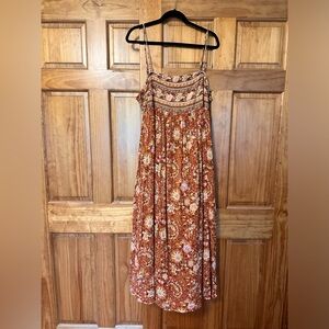 AMERICAN EAGLE Floral Darling Boho Bow Tie Back Midi Tank Dress Size XL